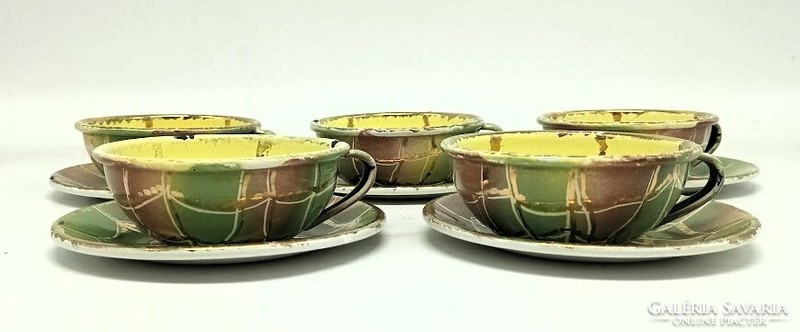 Beautiful, gold-plated, retro enamel cups, 5 in one, 4 x 8.5 cm