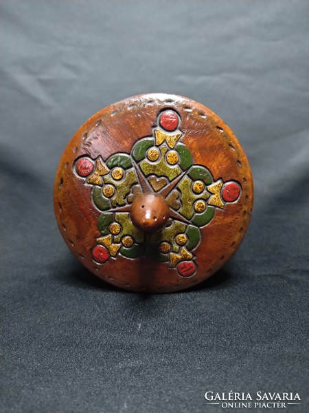 Turned wooden folk jewelry holder