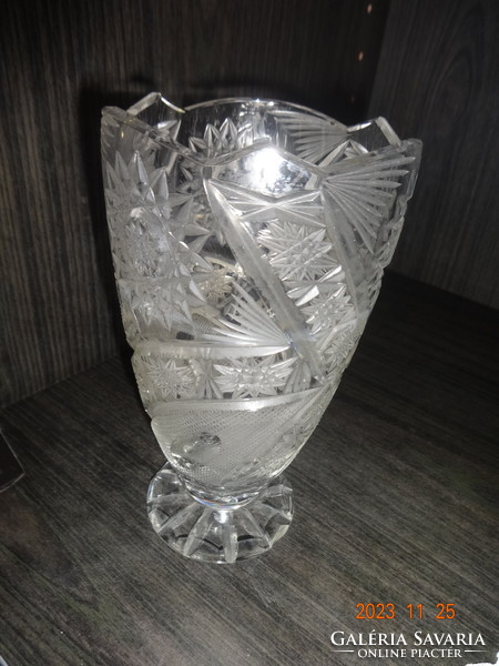 Crystal vase with foot, 16 cm high