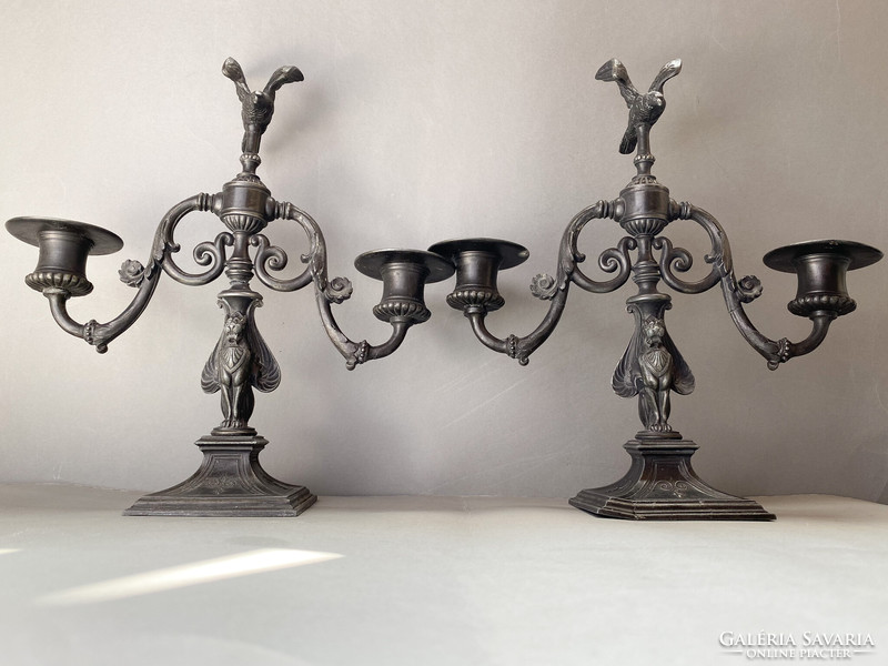 A special pewter candle holder pair.