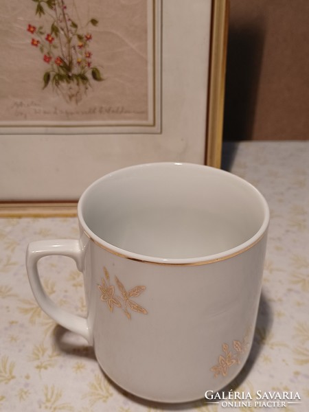Czech porcelain tea mug with golden flowers