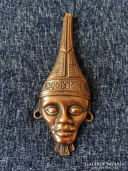 Bronze wall decoration, African head with earrings