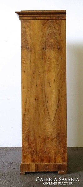 1P494 antique Biedermeier glass cabinet showcase root veneer with decorative door 177 cm