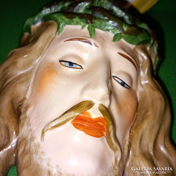 Jézus  + Mária  párban. Régi, sorszámozott, porcelán falidísz, figura. Vallási kegytárgy.
