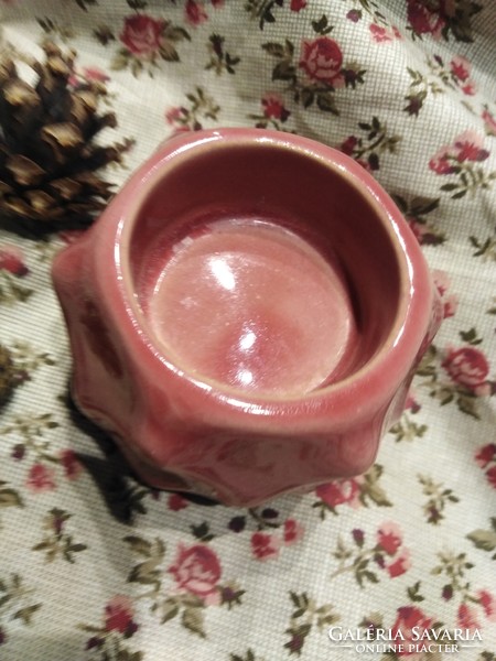 Glazed candle holder - in old pink