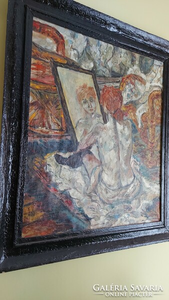 I discounted it!! Oil on canvas painting by Lajos Szentiványi (1909-1973)