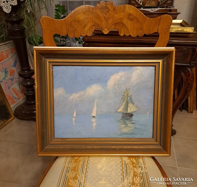 Antique brilliant painting sailing on the sea!