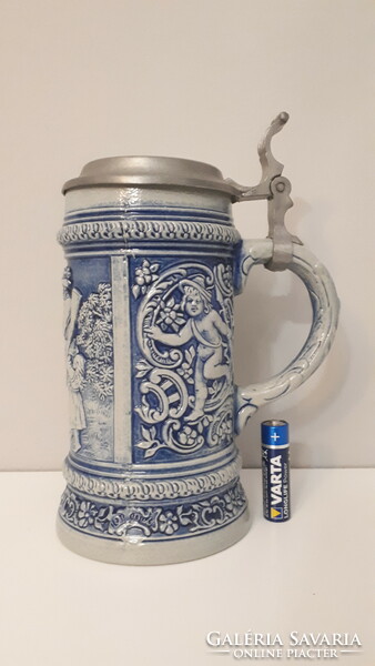 Flawless marked tin lid mug beautiful stoneware beer mug 20 cm
