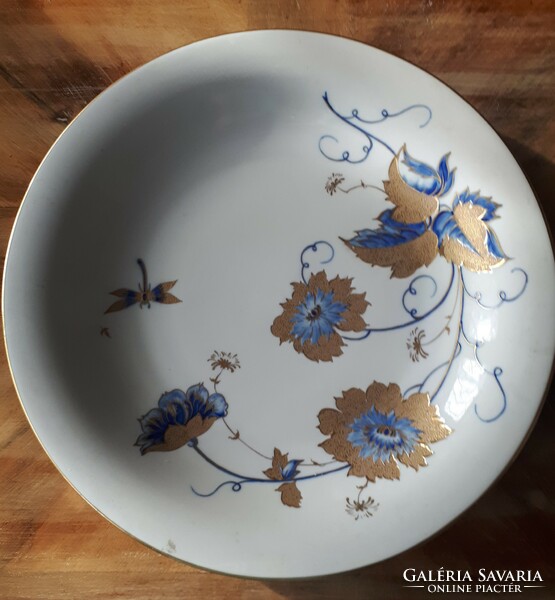 Hand-painted ilmenau porcelain serving bowl in blue-gold color