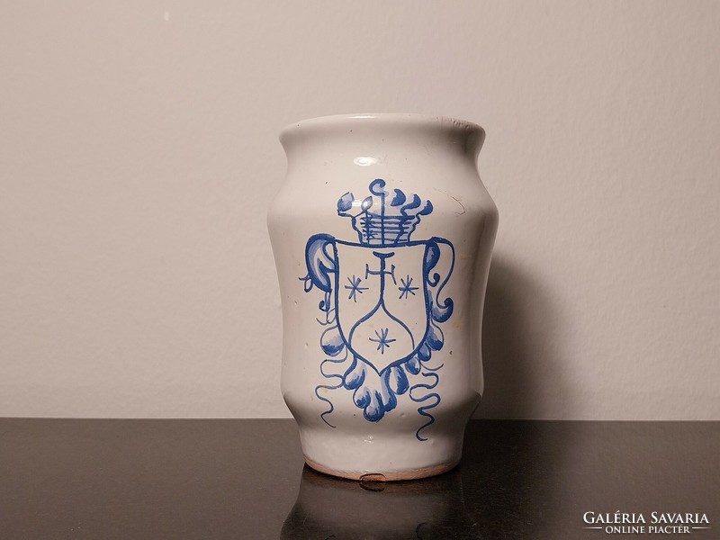 Ceramic apothecary pot with cross coat of arms - copy museum copy
