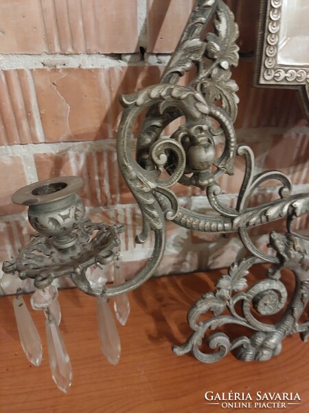 Art Nouveau cast iron floor lamp and mirror