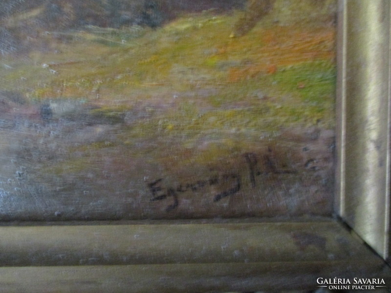 Egerváry potemkin branch: village yard, oil on wood panel, 34x45 cm, marked j. Below: egerváry potemkin