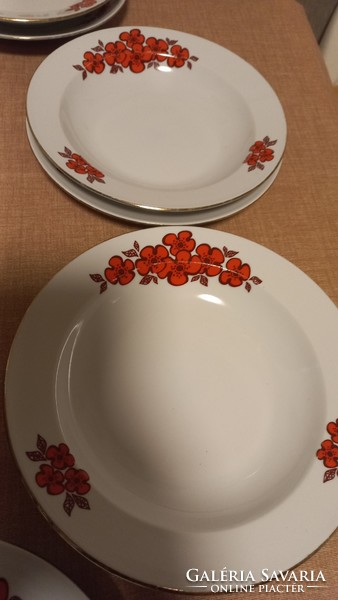 Régi Zsolnay Art deco virágmintás jelzett porcelán tányérkészlet