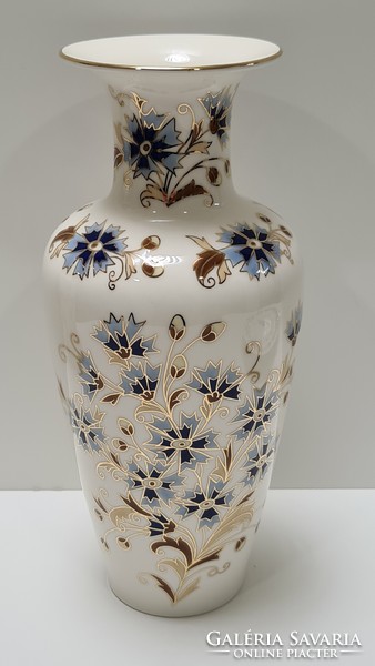 Zsolnay large vase with cornflower pattern 27 cm + box