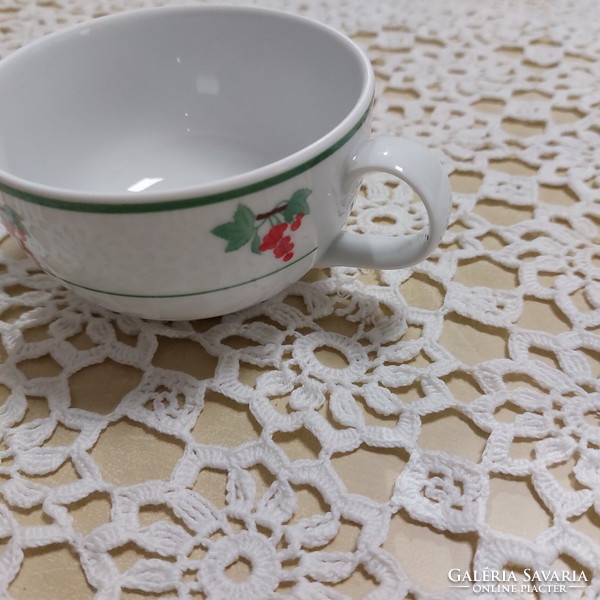 Christmas coffee cup with pattern of pine, ice cream and holly