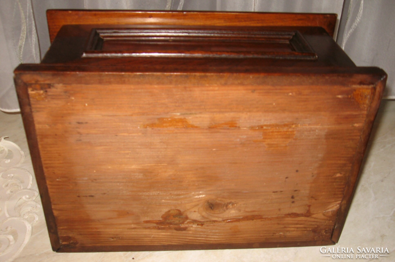 Antique pewter wooden sewing box, chest, storage gift box