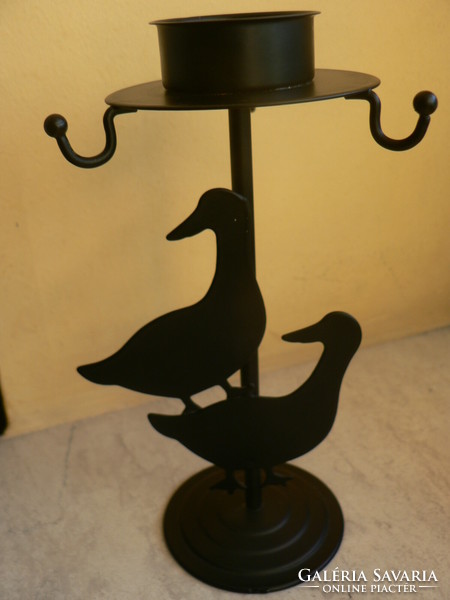 Goose wrought iron candlestick with candle