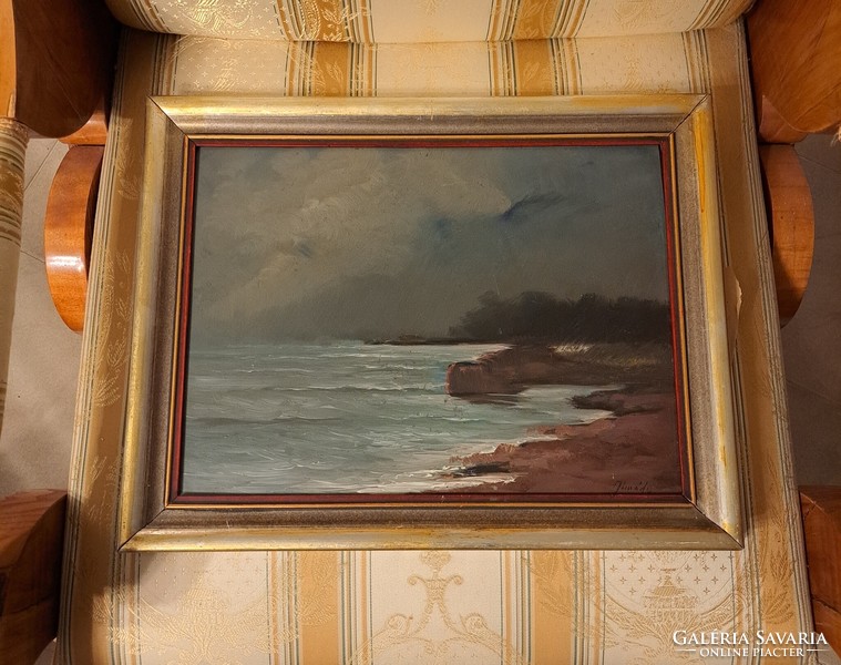 István Almady's antique painting on a stormy beach!