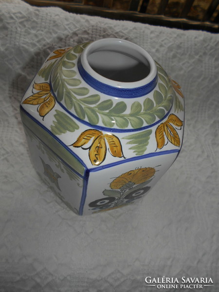 Kézzel festett váza Habán stíl   váza -szép kézműves darab-ritka minta