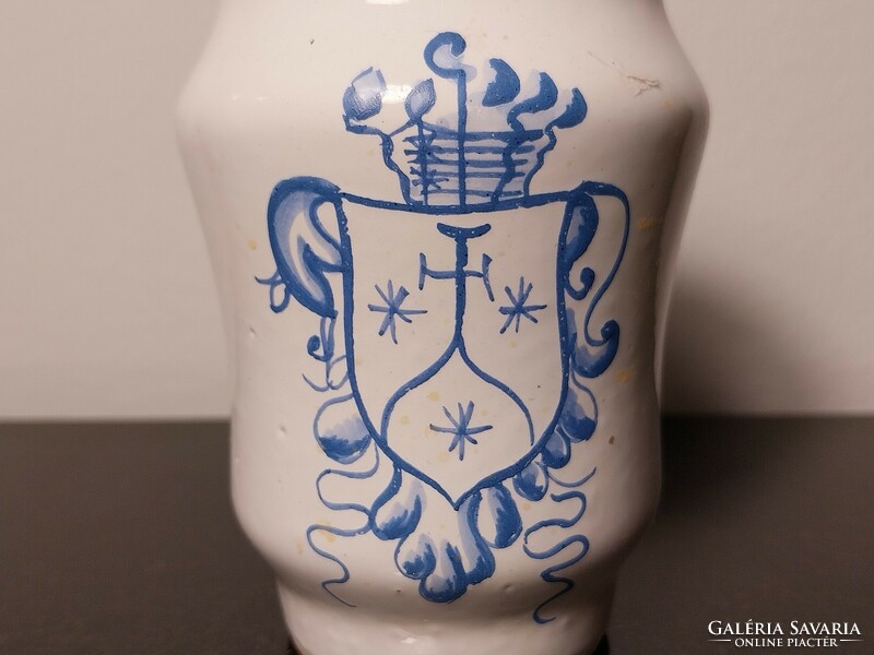 Ceramic apothecary pot with cross coat of arms - copy museum copy