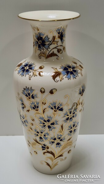 Zsolnay large vase with cornflower pattern 27 cm + box