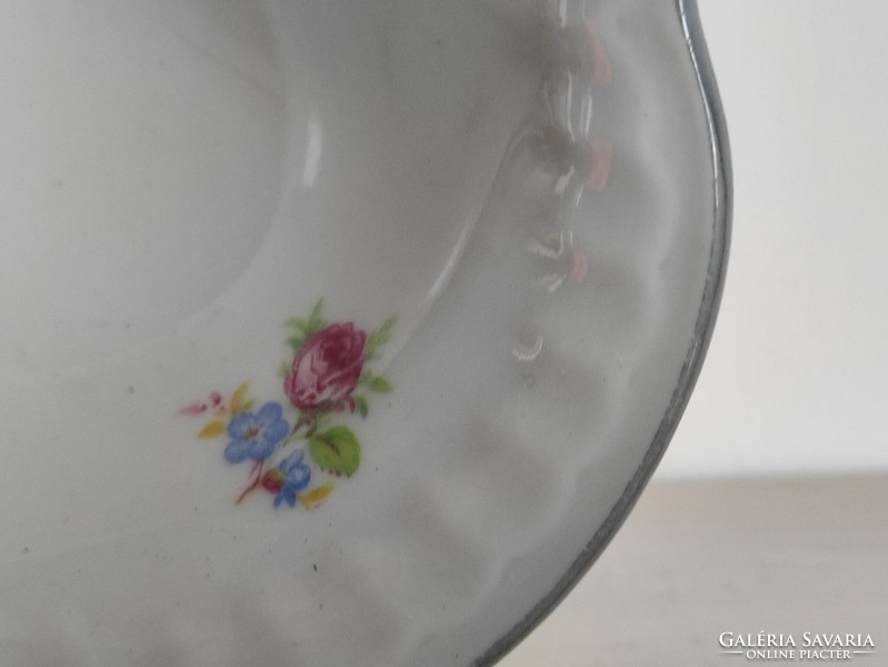 Small Epiag porcelain serving bowl with rosy silver contour, marked and serially numbered