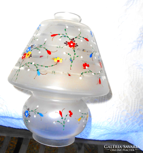 Hand-painted glass lamp shade with a special shape