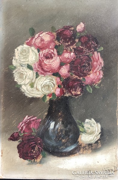 Mesterházy Dénes Virág csendélet, olaj, karton, 33x22 cm, keret nélkül