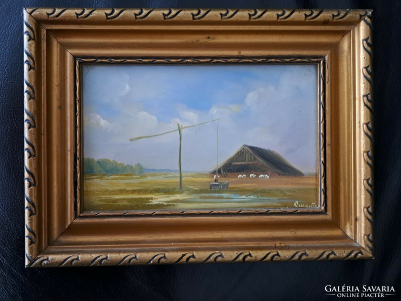Zoltán Klement (1967-): at a boom. Oil painting with frame