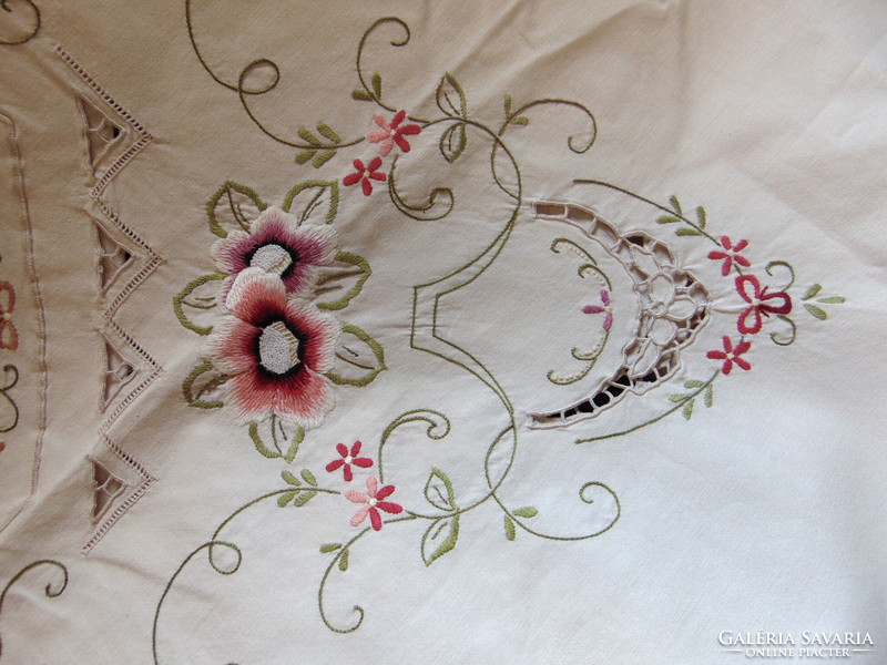 Final sale! Huge Art Nouveau cotton tablecloth with hand embroidery