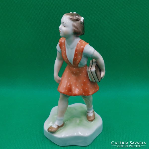 Zsolnay schoolgirl figure, bookish girl