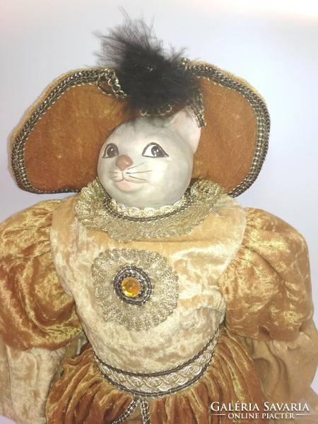 Porcelán Csizmás kandúr és párja (cica, macska)