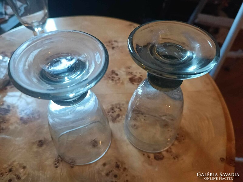 2 old broken glass goblets