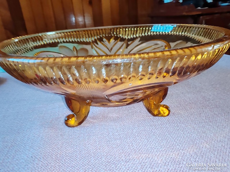 Glass table centerpiece, bowl, serving tray standing on legs