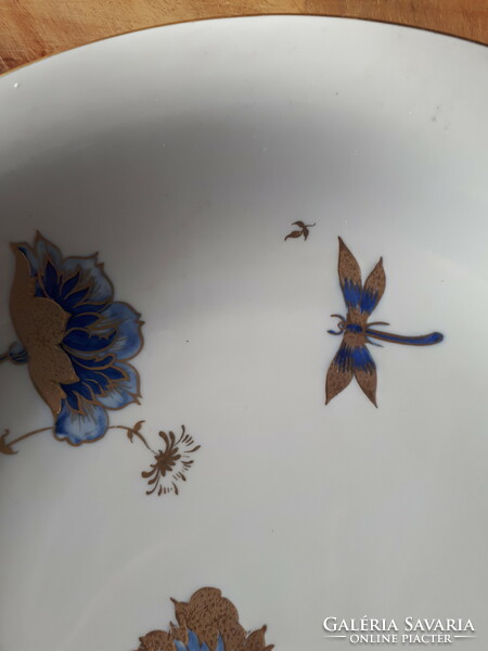 Hand-painted ilmenau porcelain serving bowl in blue-gold color