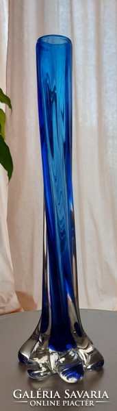 Antik kék Moser üveg váza