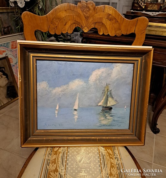 Antique brilliant painting sailing on the sea!