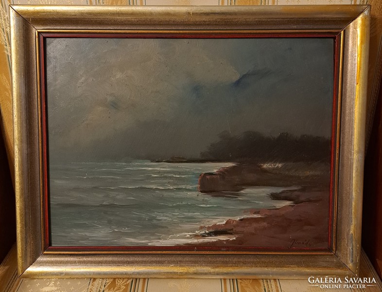 István Almady's antique painting on a stormy beach!