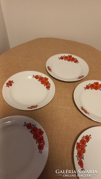 Régi Zsolnay Art deco virágmintás jelzett porcelán tányérkészlet