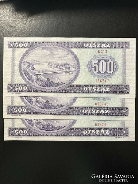 500 forint 1990.  3 db sorszám követő!!  UNC!!  GYÖNYÖRŰ!!