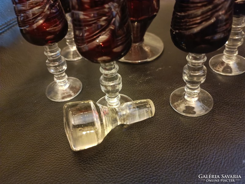 Burgundy polished glass liqueur set