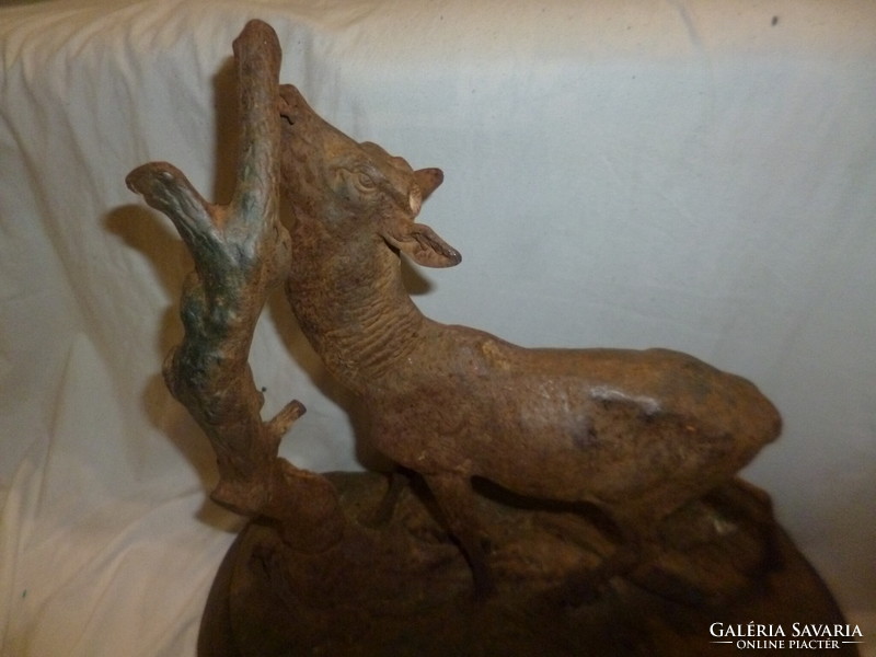 Antique large 10 kg cast iron deer statue