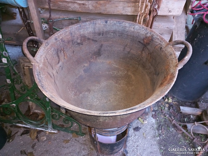 Antique cast iron cauldron