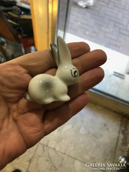 Hollóházi pot-bellied bunny made of porcelain, 5 cm in size