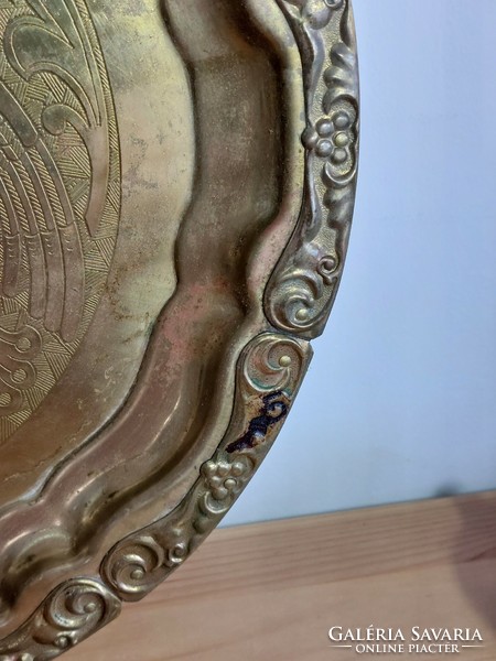 Copper coffee/tea serving tray with a bird motif