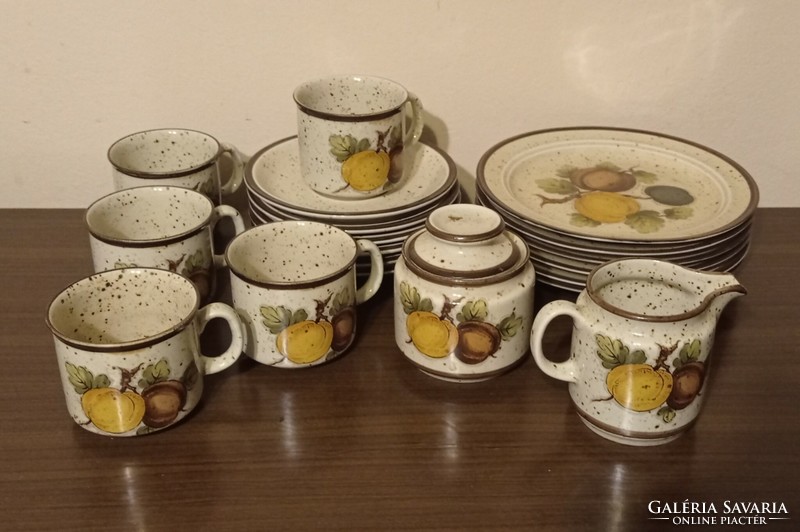 Brown dotted winterling bavaria karina porcelain coffee set, small plate, sugar bowl, milk spout