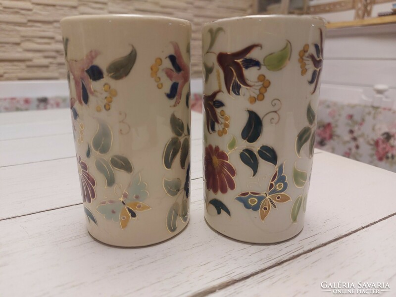 Pair of antique Zsolnay faience vases