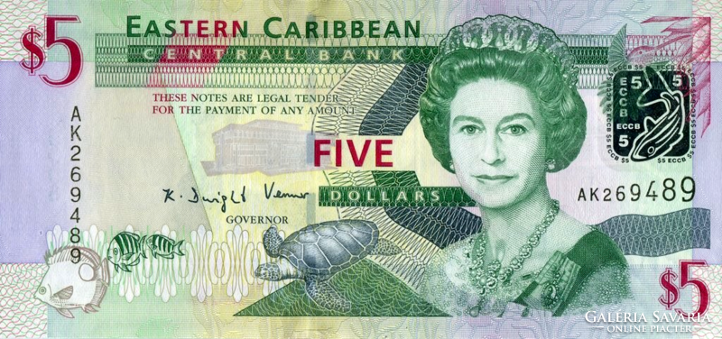 Eastern Caribbean $ 5 2008 unc