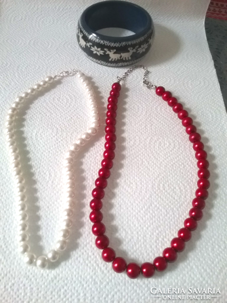 Old 2-piece tekla glass pearl necklace+bracelet