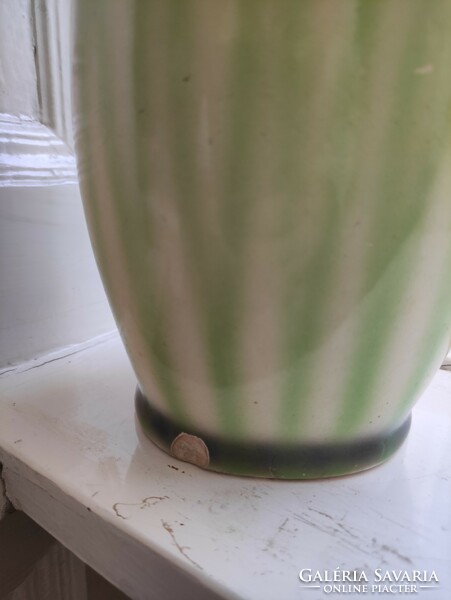 First generation pale green abstract striped granite pitcher
